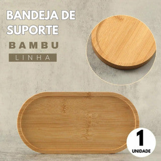 Bandeja De Bambu Oval Multifuncional Bandeja Para Petiscos Cozinha Banheiro 31cm