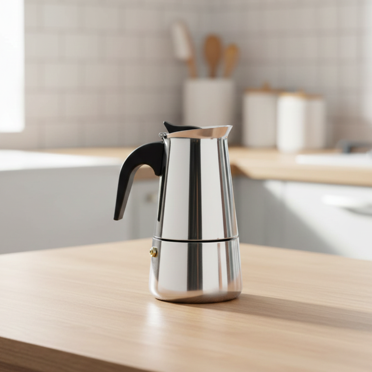 Cafeteira italiana em inox minimalista com capacidade para 6 xicaras e 300ml de café - clink