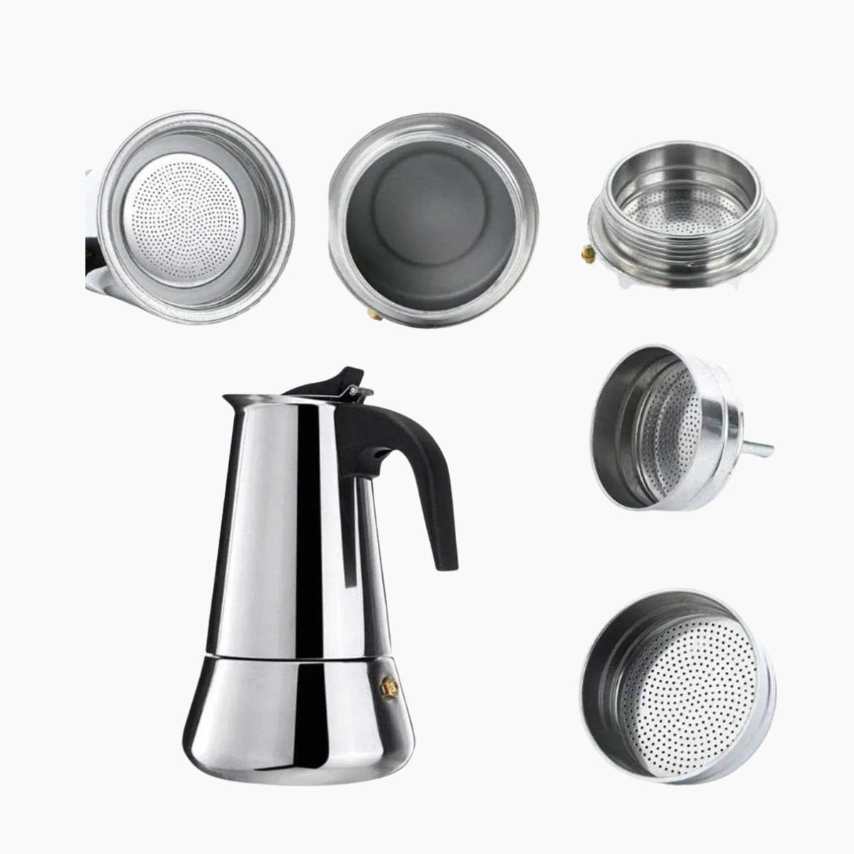 Cafeteira italiana em inox minimalista com capacidade para 6 xicaras e 300ml de café - clink