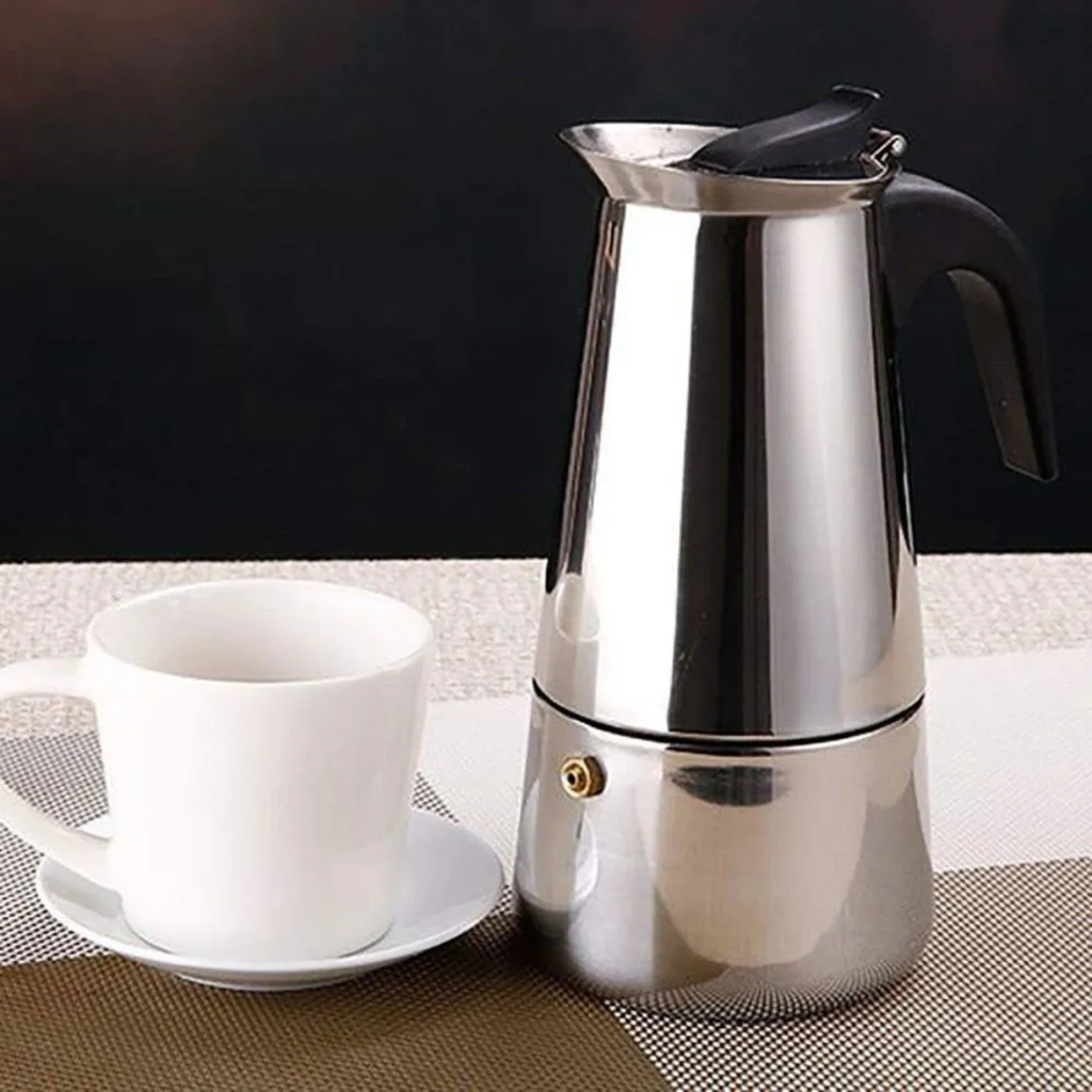 Cafeteira italiana em inox minimalista com capacidade para 6 xicaras e 300ml de café - clink