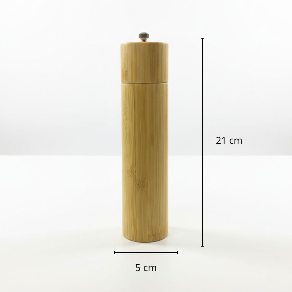 Moedor de Pimenta e Sal Bambu 21cm Núcleo de Cerâmica Manual Ajustável