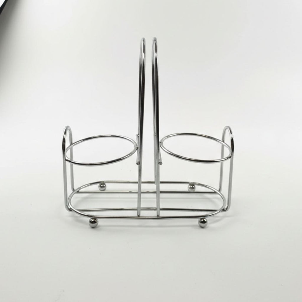 Conjunto Saleiro e Pimenteiro com Suporte Inox 2 Peças Vidro