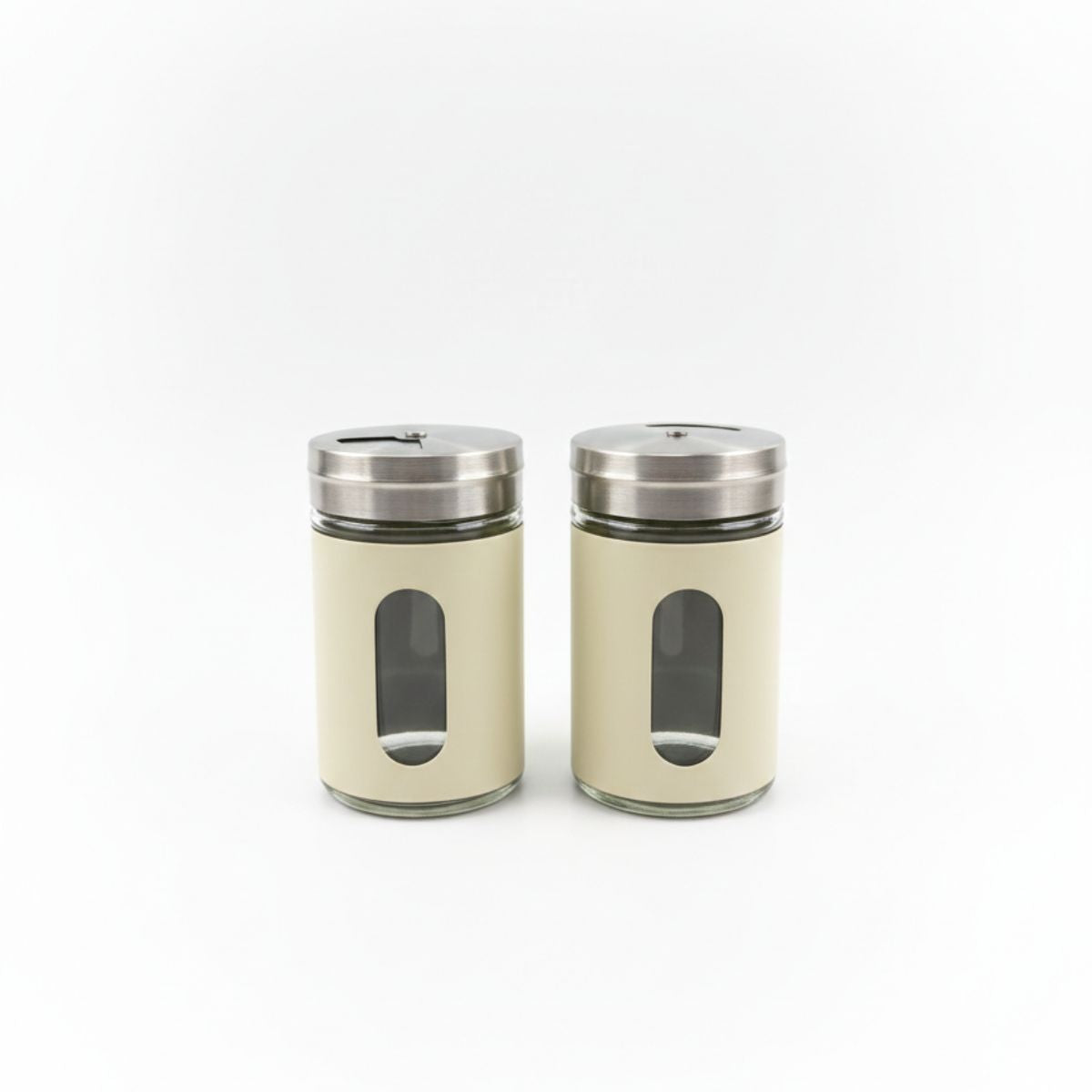 Conjunto Saleiro e Pimenteiro com Suporte Inox 2 Peças Vidro
