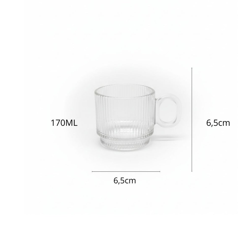 Jogo De Canecas De Vidro 4 Peças 170ml Xícara Café Chá Mesa Posta