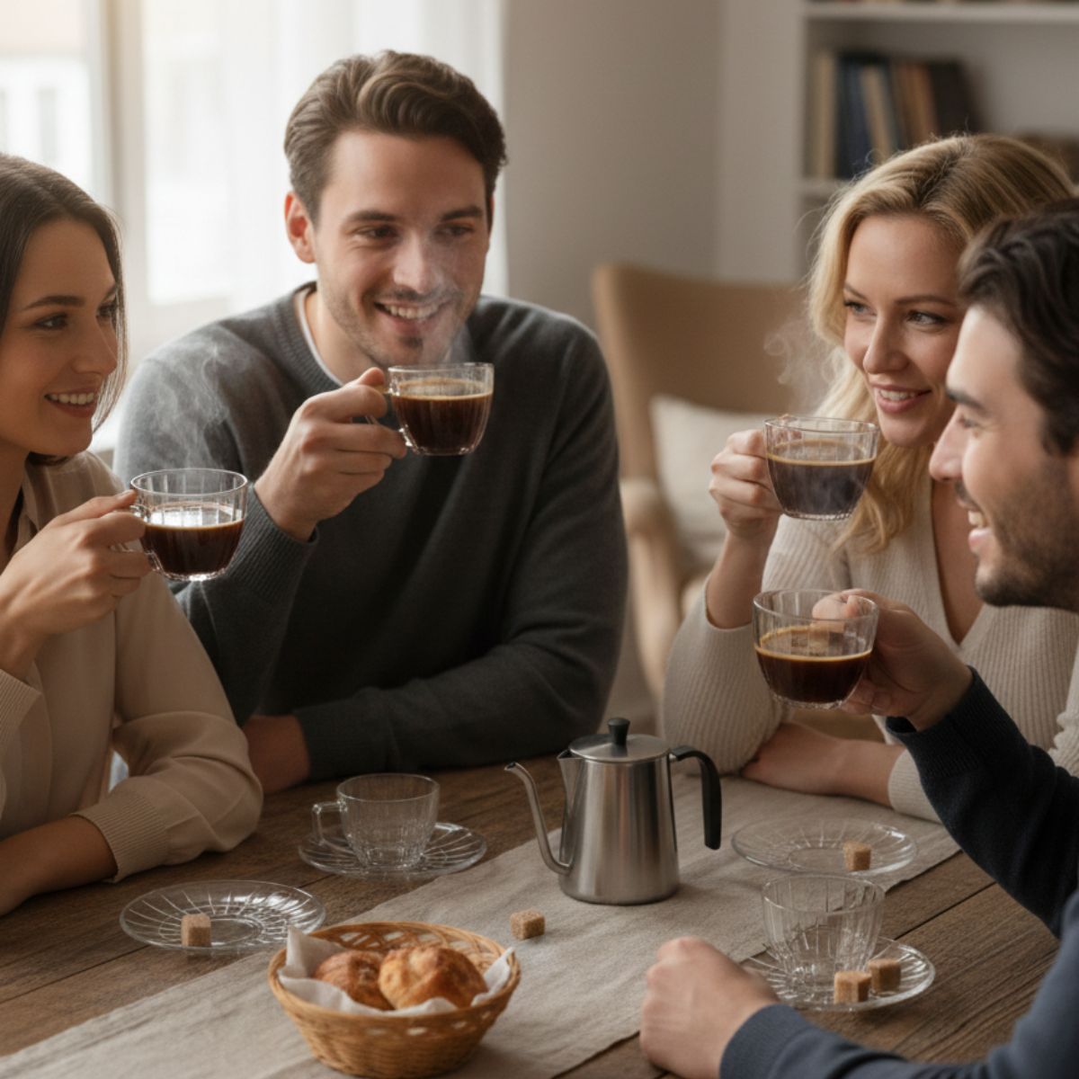 Jogo De 4 Xícaras Para Café Vidro 90ml Conjunto Xícaras e Pires