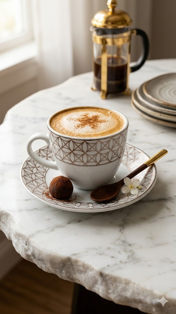 Conjunto de Xícaras de Café 6 Peças com Pires Decorado 90ML