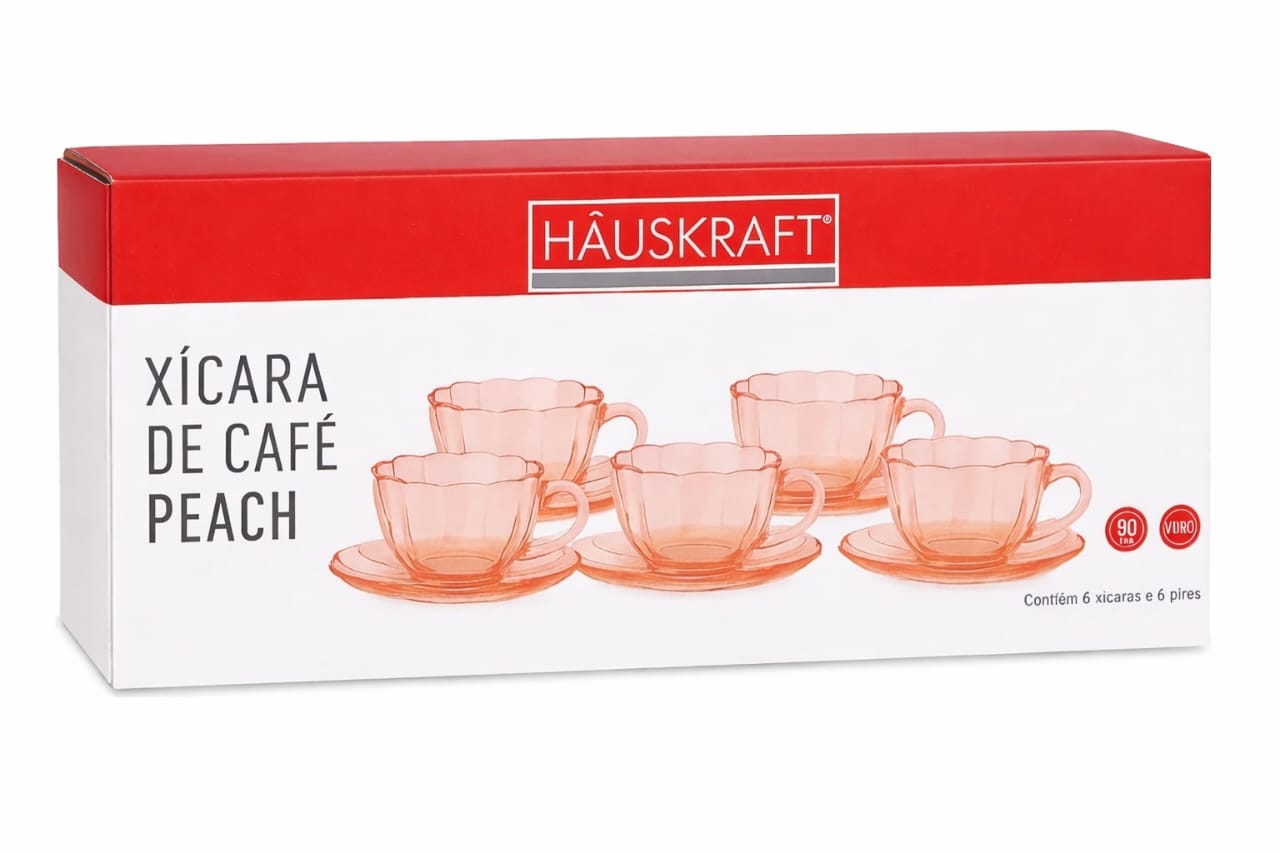 Jogo de Xícara Café 12 Peças em 900 Ml Rosé