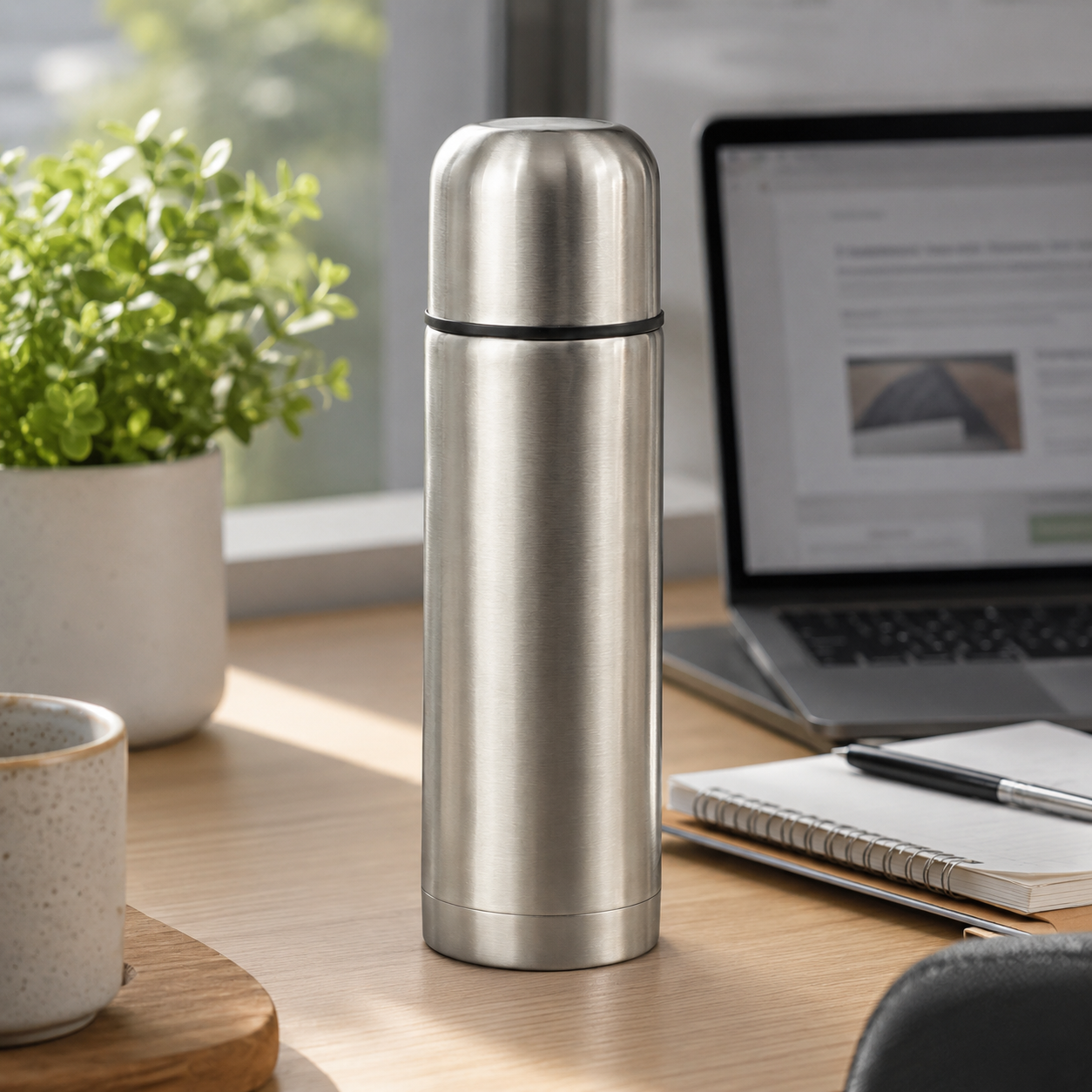 Garrafa Térmica Inox 350ml Portátil Café Chá Água Tampa Copo