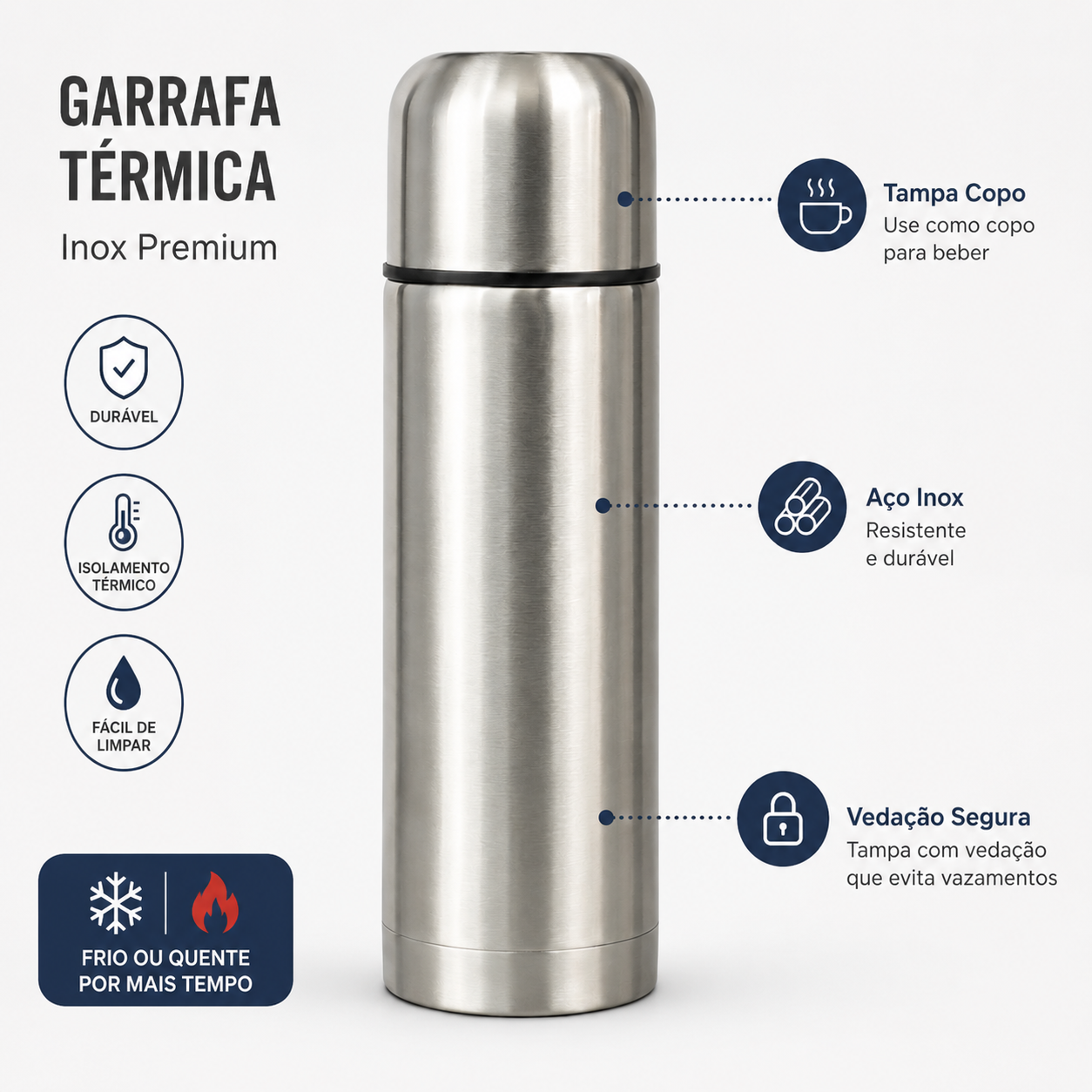 Garrafa Térmica Inox 350ml Portátil Café Chá Água Tampa Copo