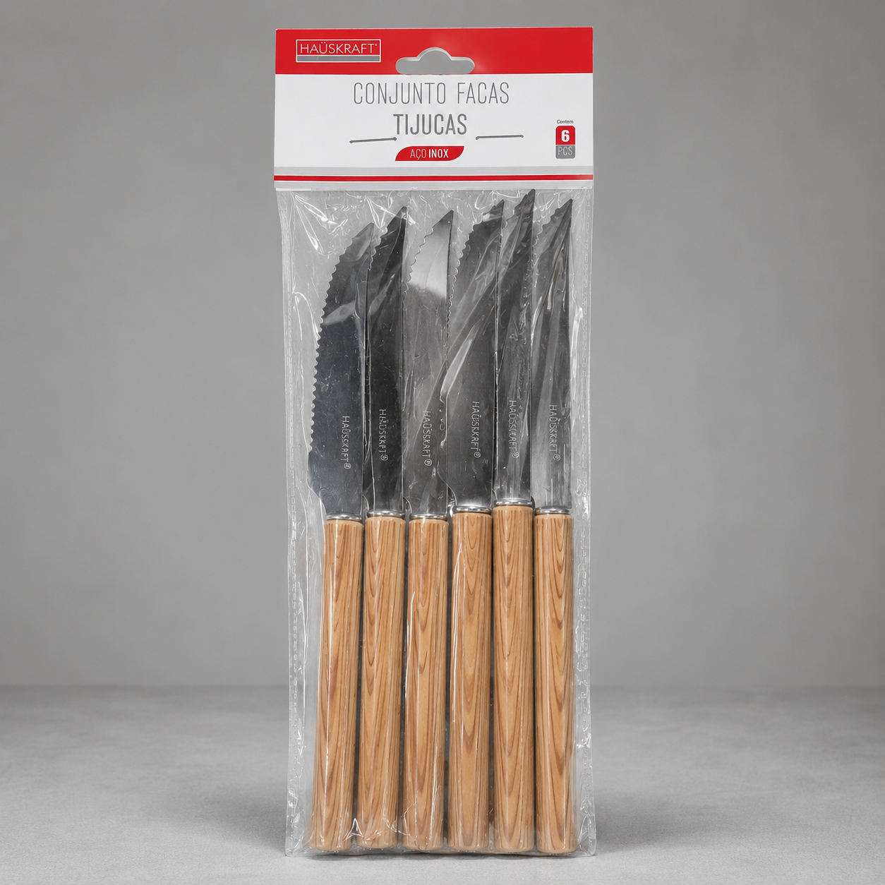 Conjunto de Facas Tijucas 6 Peças Aço Inox 22cm