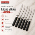 Conjunto de Facas Viana 6 Peças 22 cm Aço inox