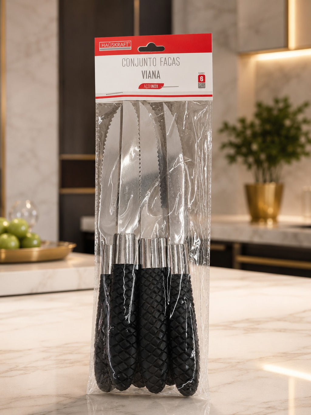 Conjunto de Facas Viana 6 Peças 22 cm Aço inox