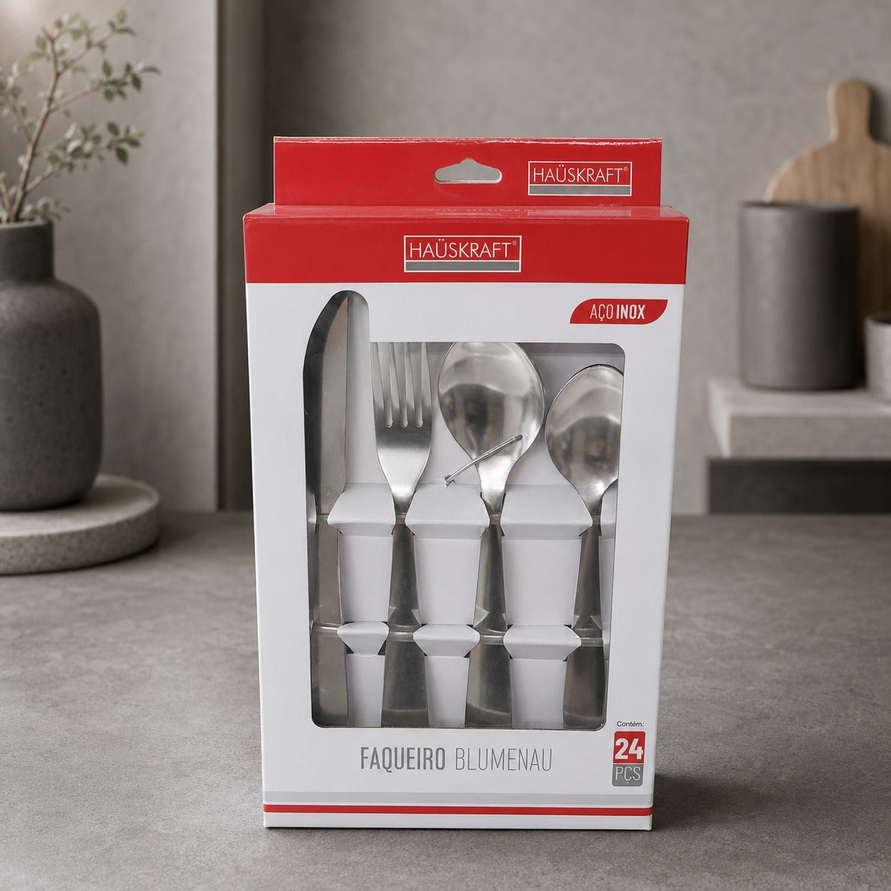 Jogo de Faqueiro Blumenau Prata com 24 Peças Açox Inox