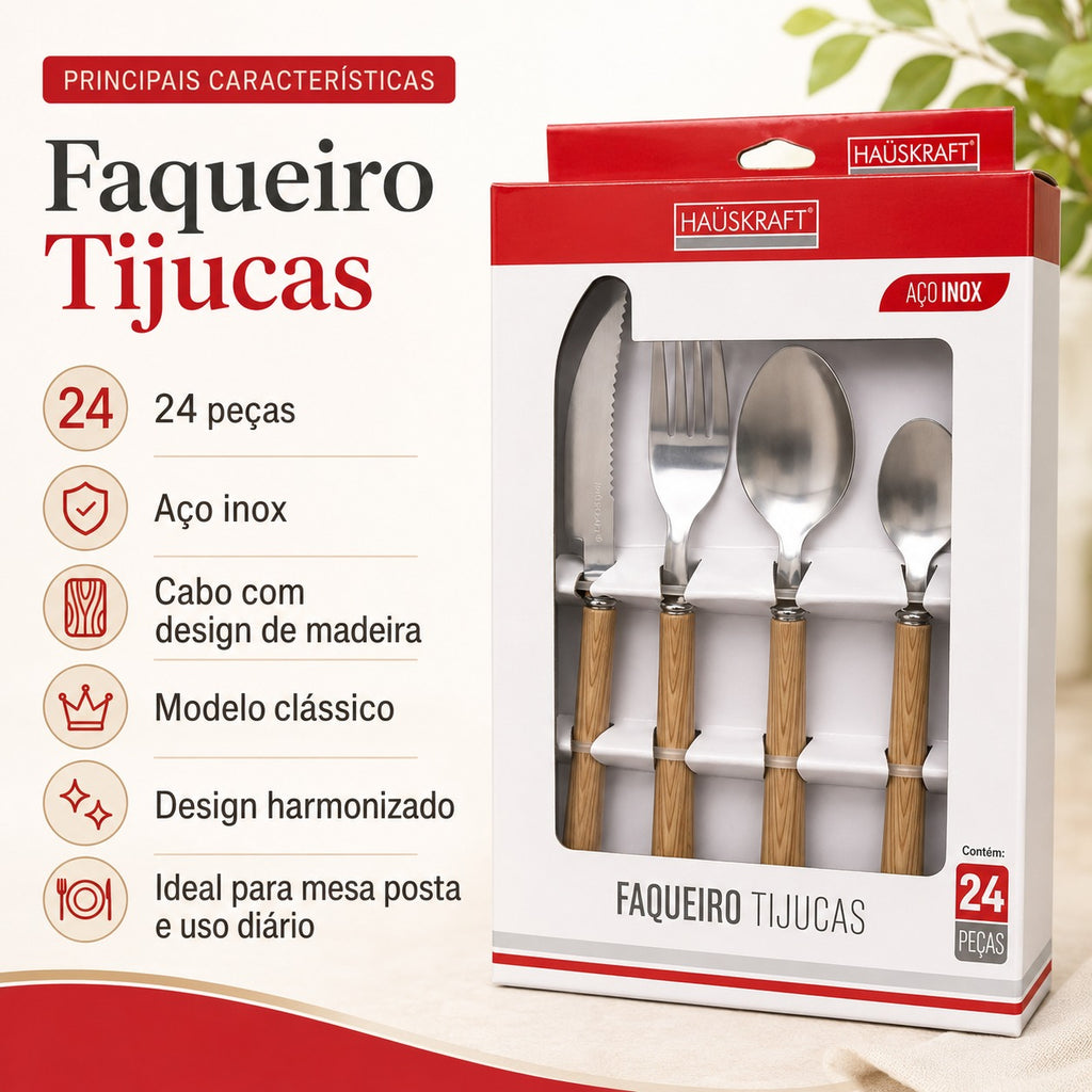 Jogo de Faqueiro Tijucas Com 24 Peças Aço Inox