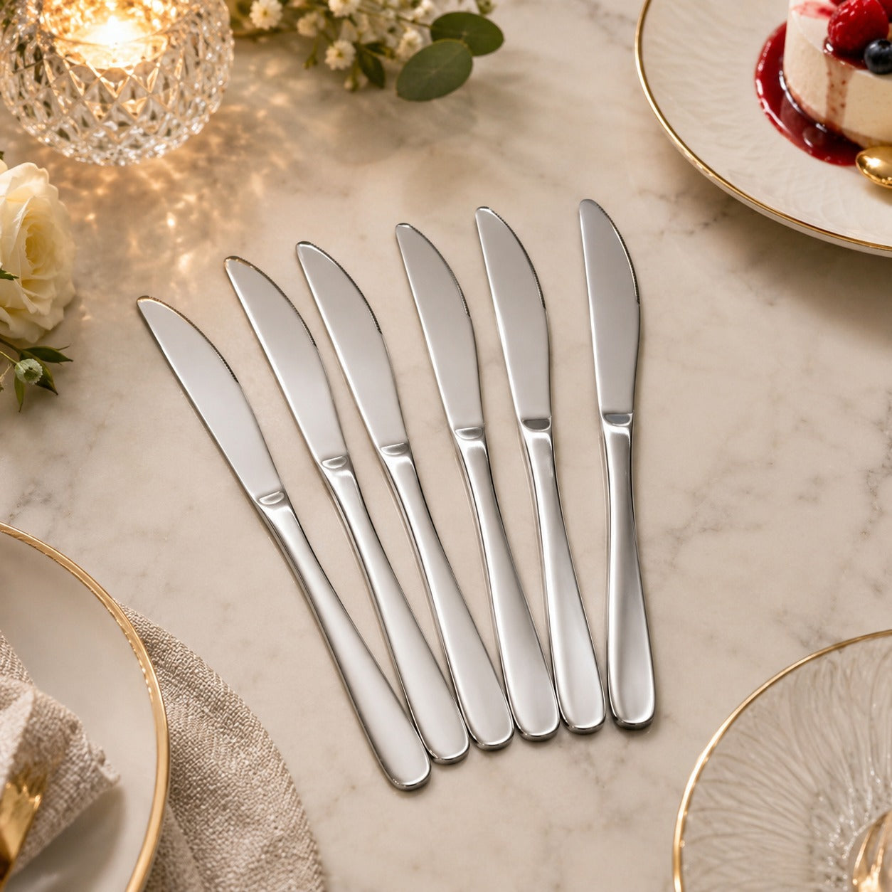 Faca de Sobremesa 6 Peças 19,7 cm Aço Inox