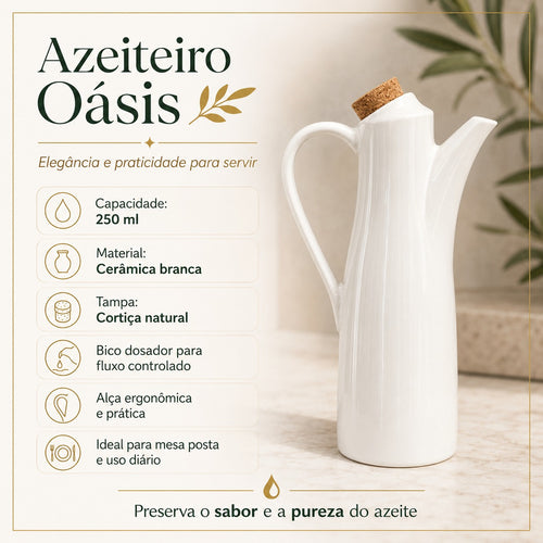 Azeiteiro de Cerâmica Oásis 250ml com Rolha de Cortiça