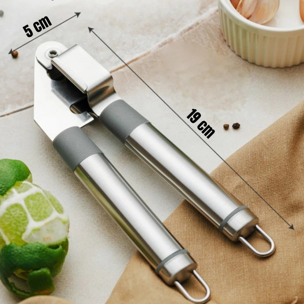 Espremedor de Alho em Aço inox Amassador Triturador Manual 19 cm Para Temperos