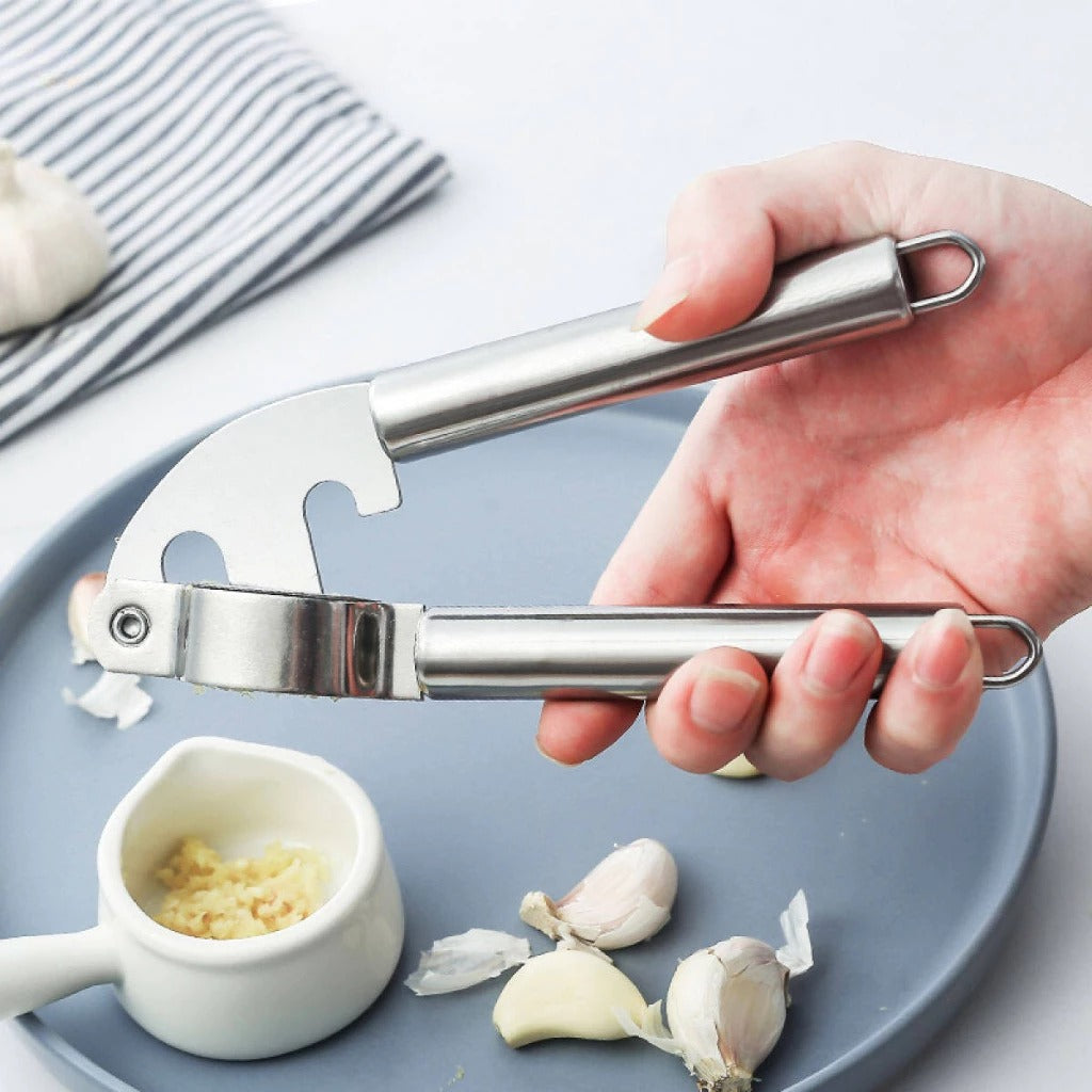 Espremedor de Alho em Aço inox Amassador Triturador Manual 19 cm Para Temperos