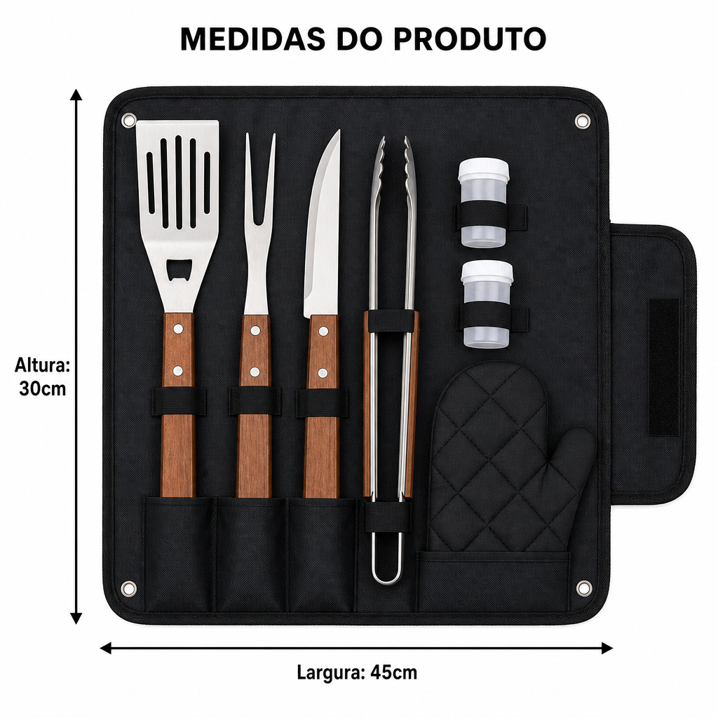 KIT CHURRASCO COM AVENTAL