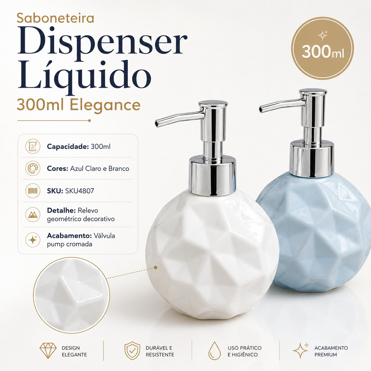 Saboneteira Dispenser Liquido 300 ML Elegance