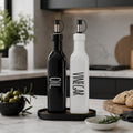 Conjunto Galheteiro Azeite e Vinagre 290ml Vidro Luxo Branco e Preto Minimalista Porta Condimentos