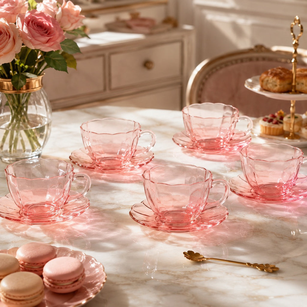 Jogo de Xícara Café 12 Peças em 900 Ml Rosé