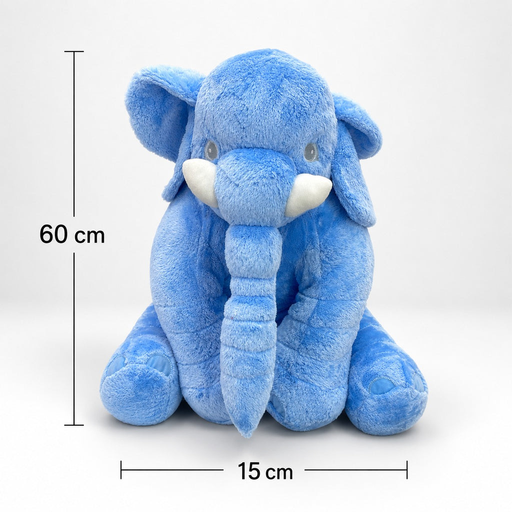 Elefante de Pelúcia Azul Fofinho 60 Cm em Poliéster