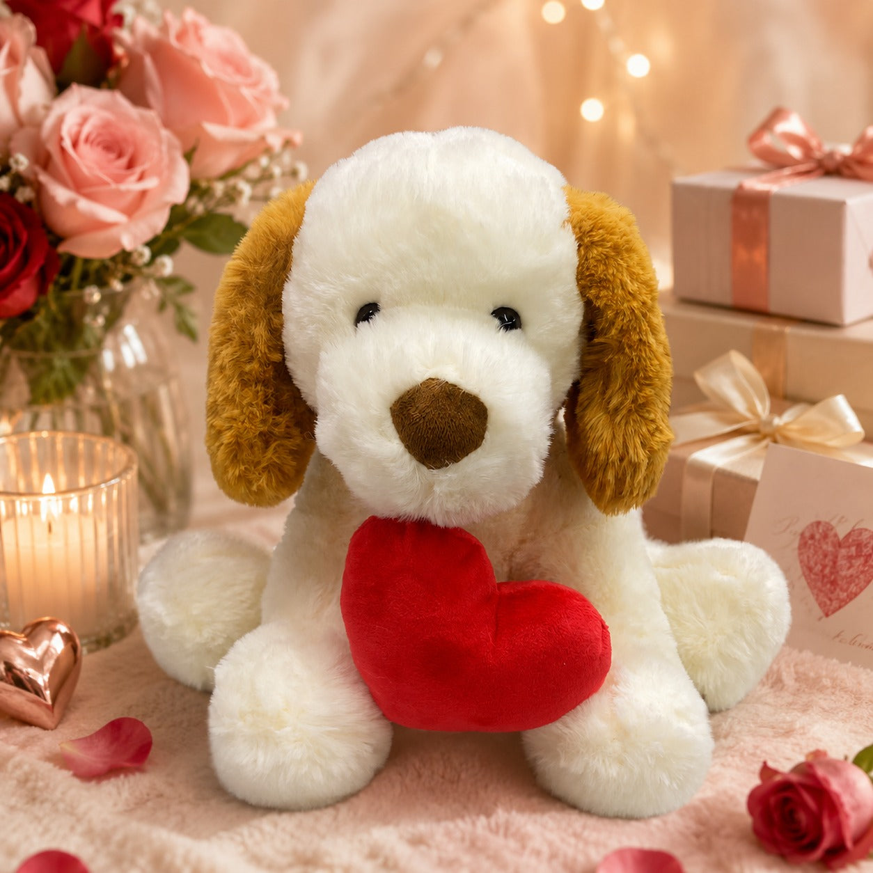 Cachorro de Pelúcia Com Coraçãozinho 15 cm