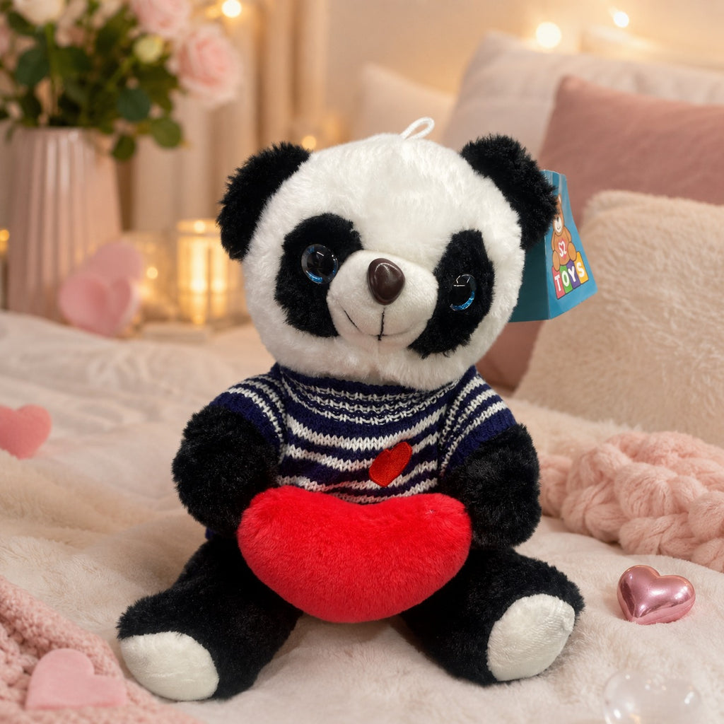 Pandinha de Pelúcia Pequeno com Roupinha e Coração