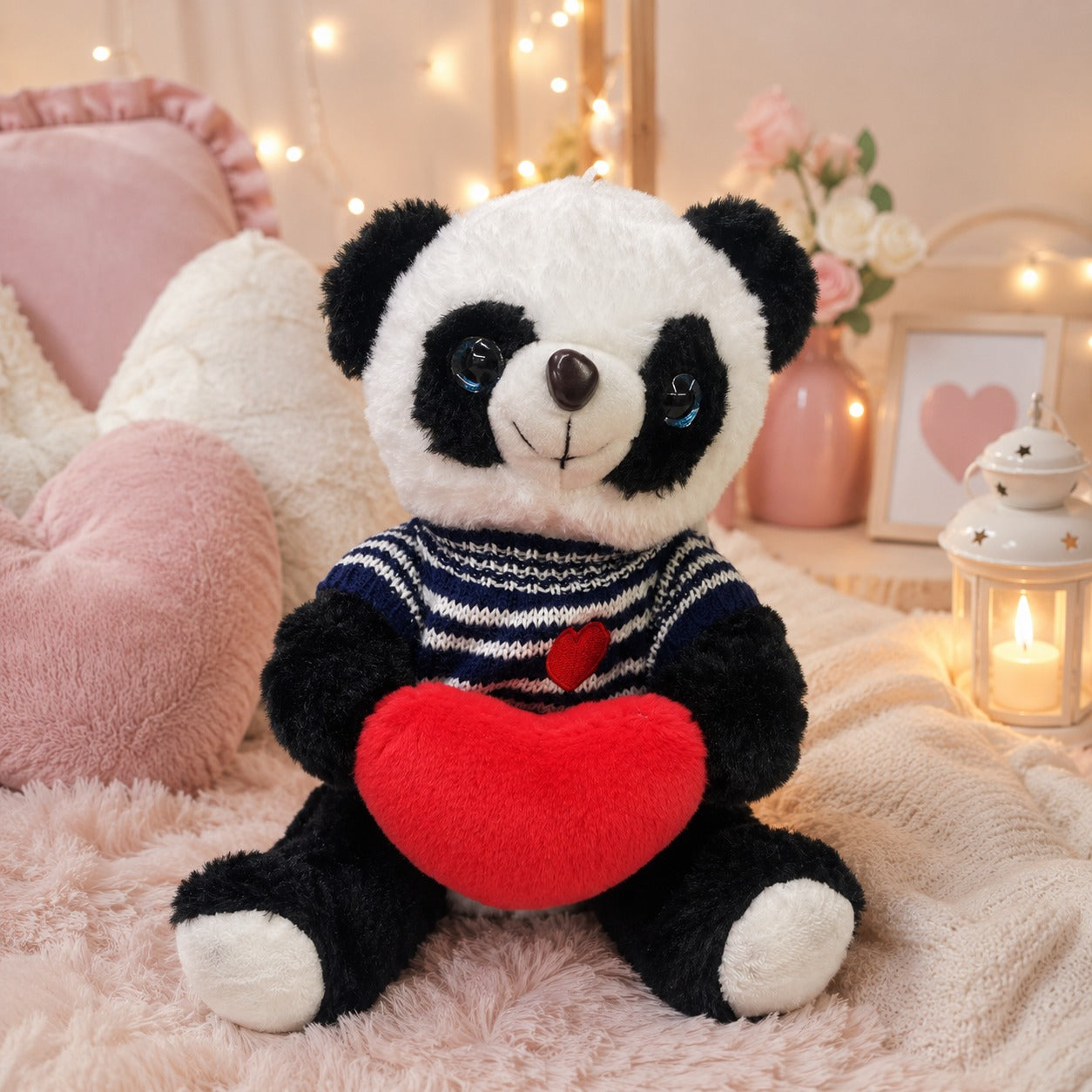 Pandinha de Pelúcia Pequeno com Roupinha e Coração