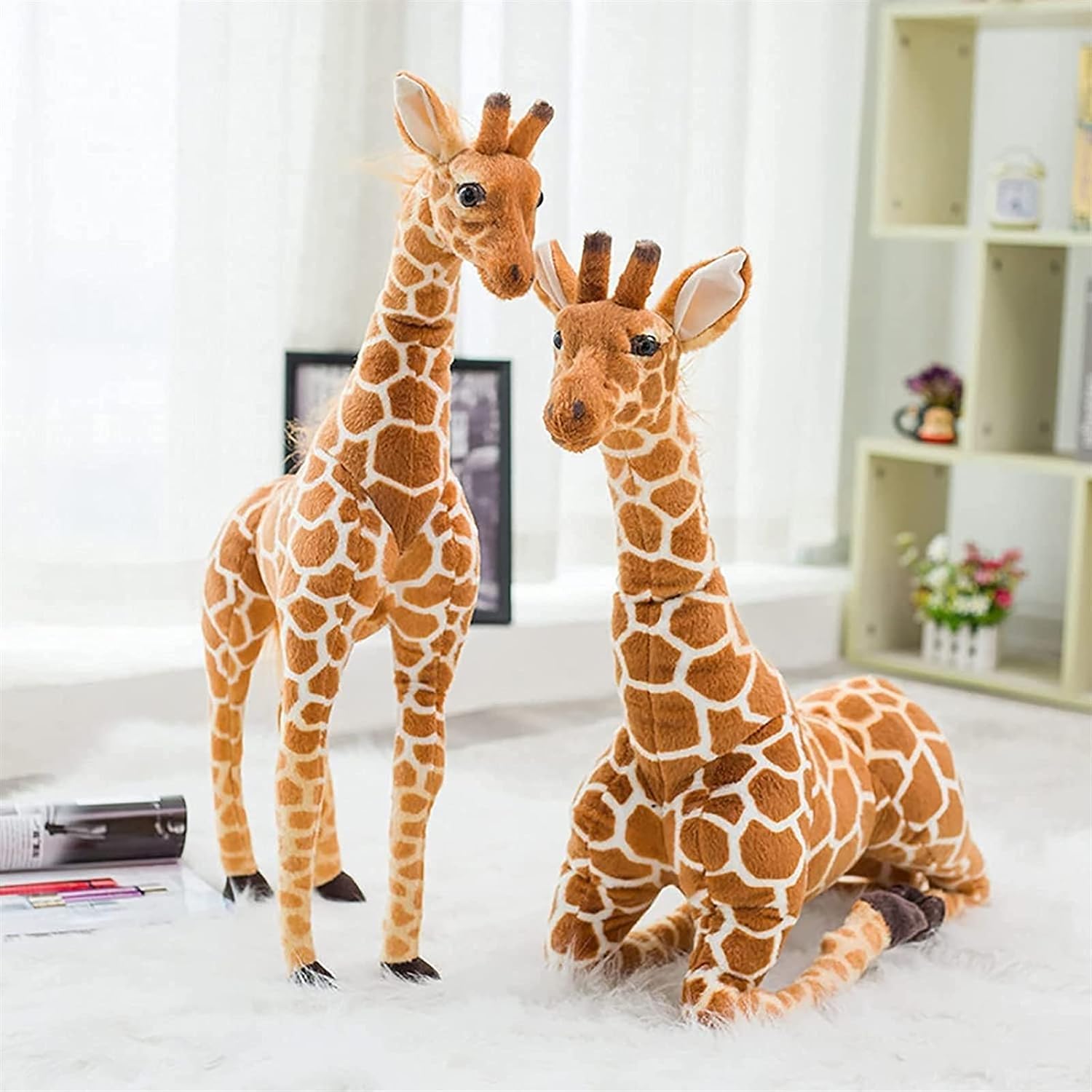 Girafa De Pelúcia Grande 98 cm Em Pé Realista