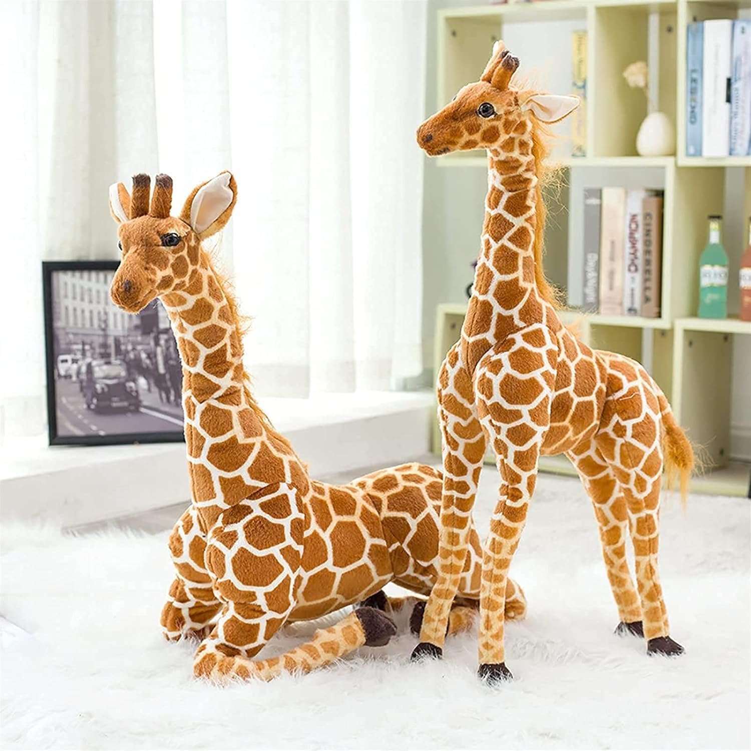 Girafa De Pelúcia Grande 98 cm Em Pé Realista