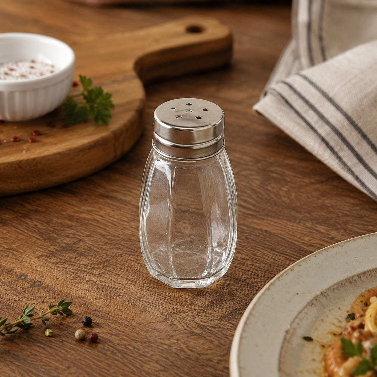 Saleiro Pimenteiro de Vidro com Tampa Inox 40 ML