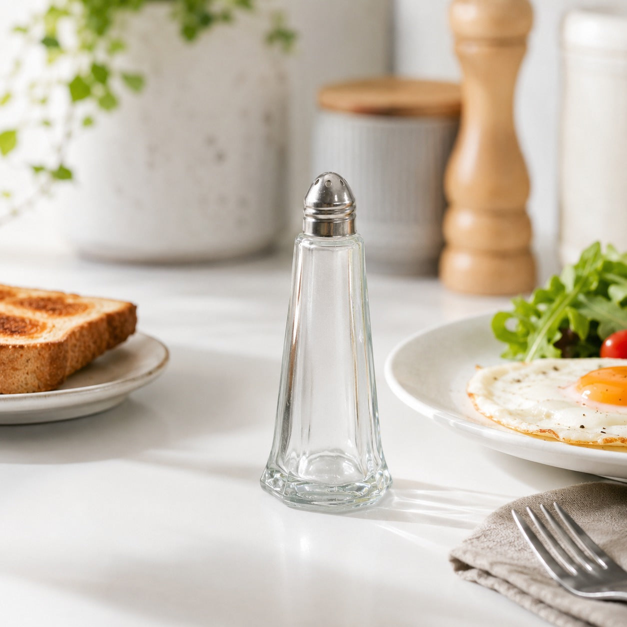 Saleiro Pimenteiro De Mesa em Vidro com Tampa Inox 45 ML