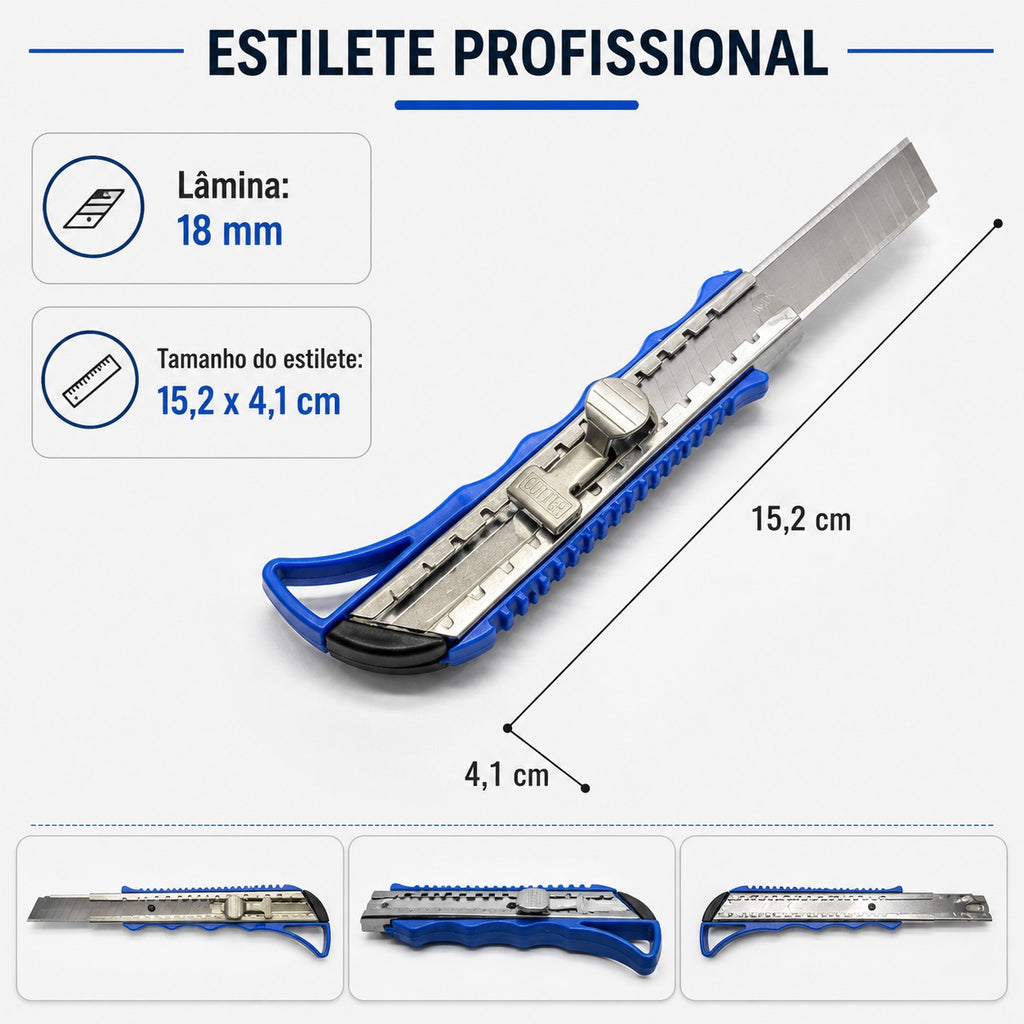 Estilete Profissional com Lâmina de 18 Mm