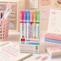 Kit 6 Canetas Carimbo com Duas Pontas Simples Coloridas