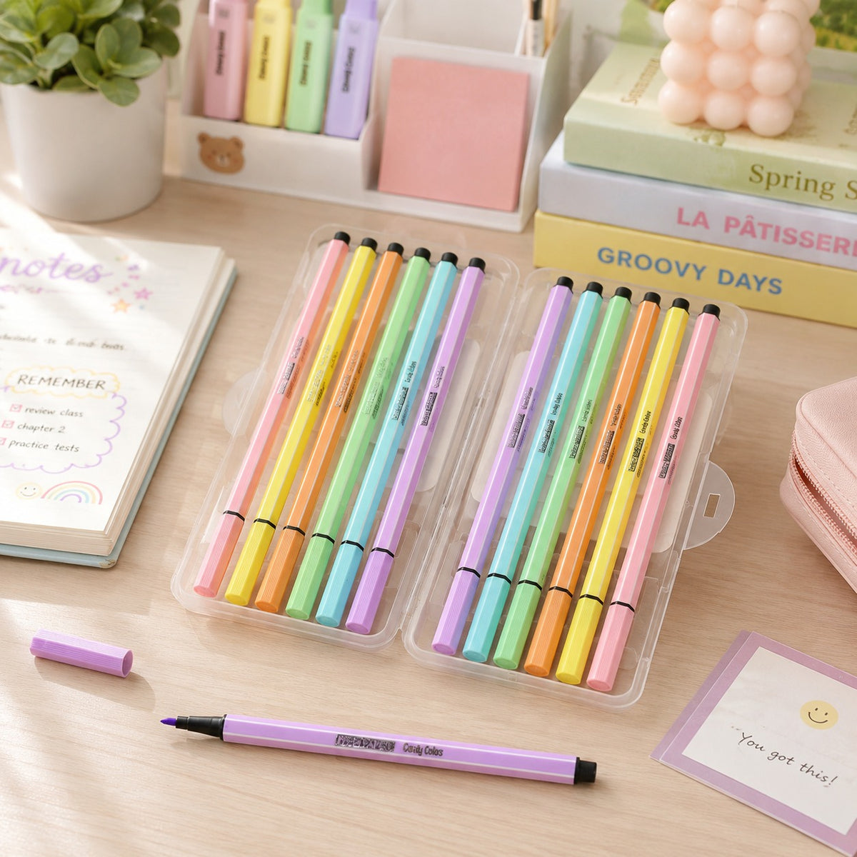 Marcador de Texto 12 Cores Candy Colors - Tinta Base de D'água