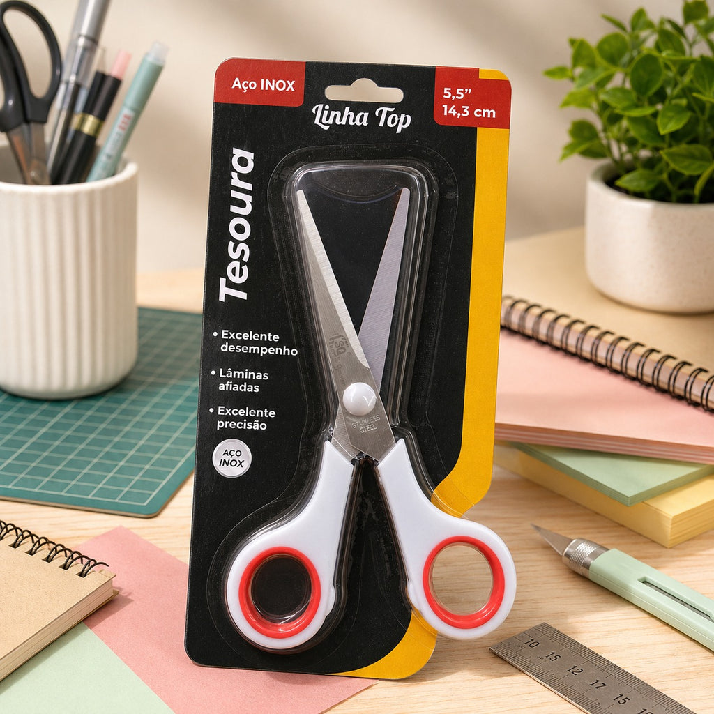 Tesoura com 14,3 Cm de Aço Inox  Resistente a Corrosão