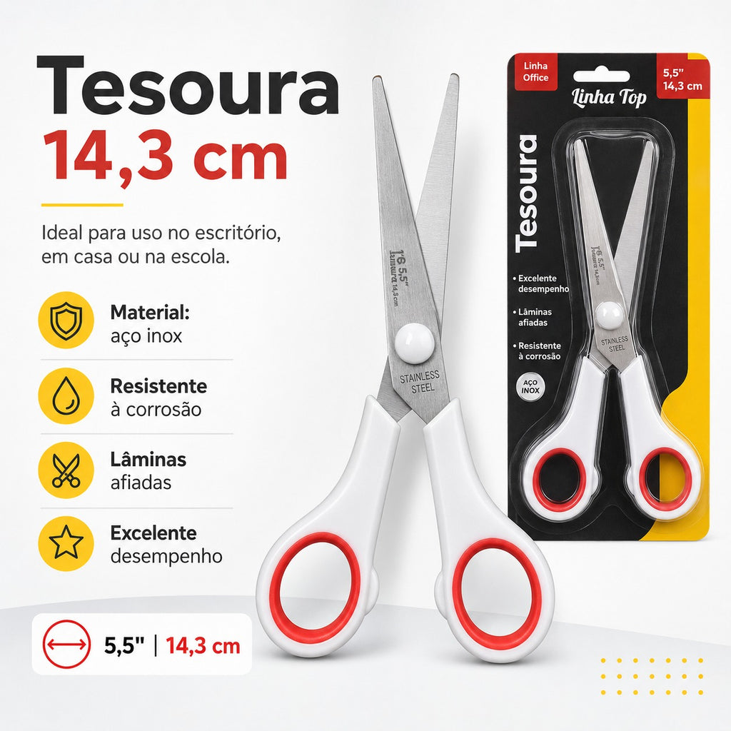 Tesoura com 14,3 Cm de Aço Inox  Resistente a Corrosão