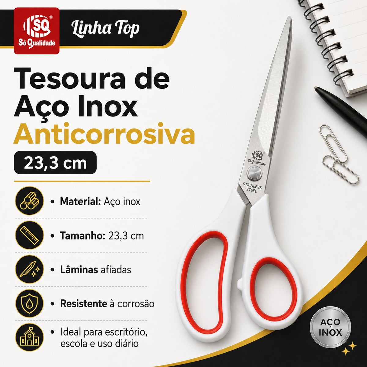 Tesoura de Aço Inox Anticorrosiva 23,3 Cm