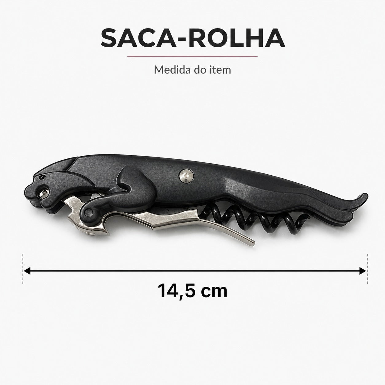Saca Rolha De Meteal Completo 14,2 Cm Para Vinho/Bebidas