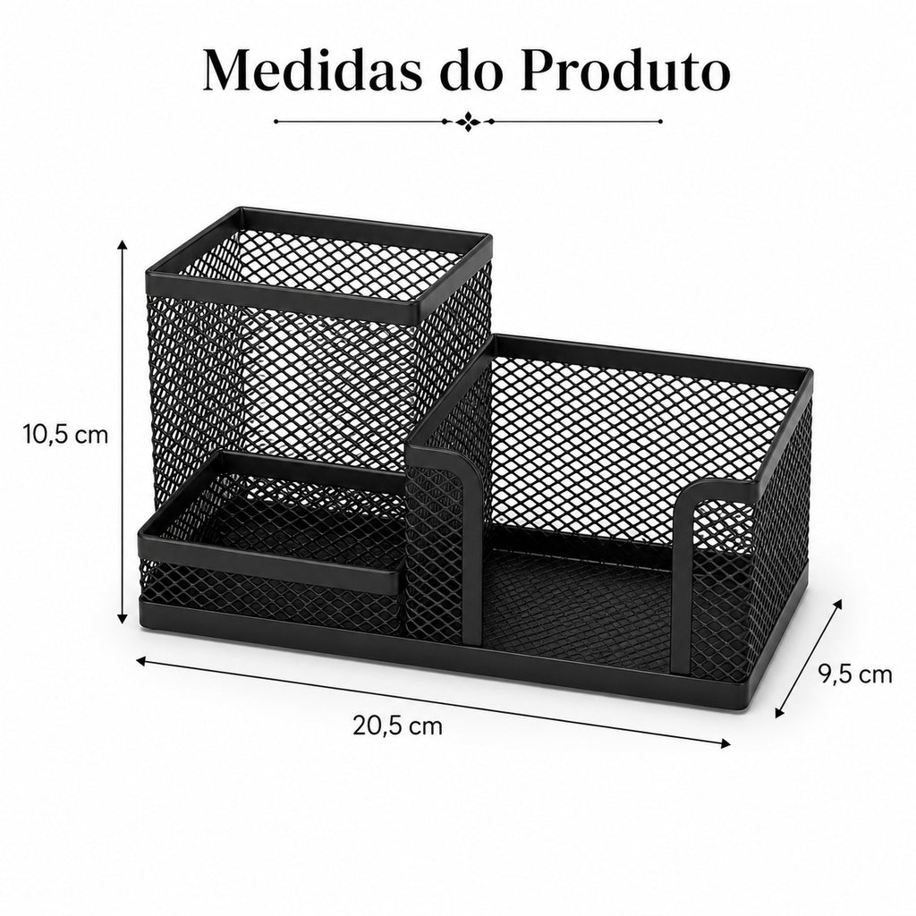 Organizador De Mesa Telado Escritório Porta Lápis Canetas Trecos Aramado