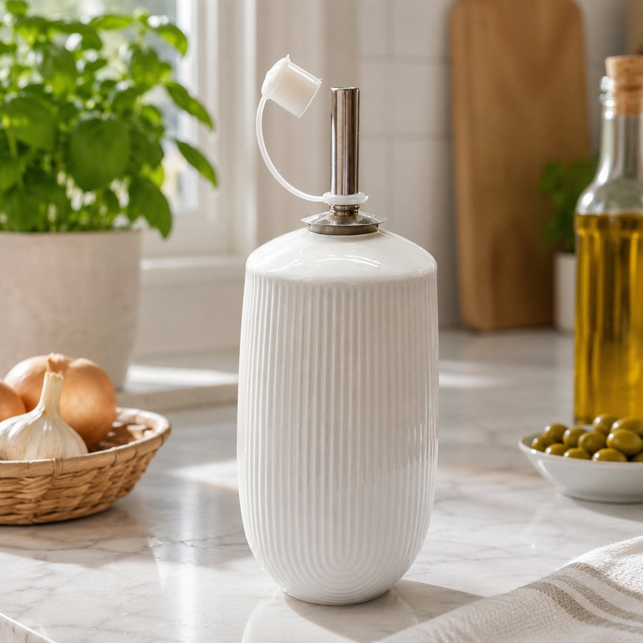 Azeiteiro de Cerâmica Oásis 250ml Com Vedação Aço Inoxidavél Hauskraft