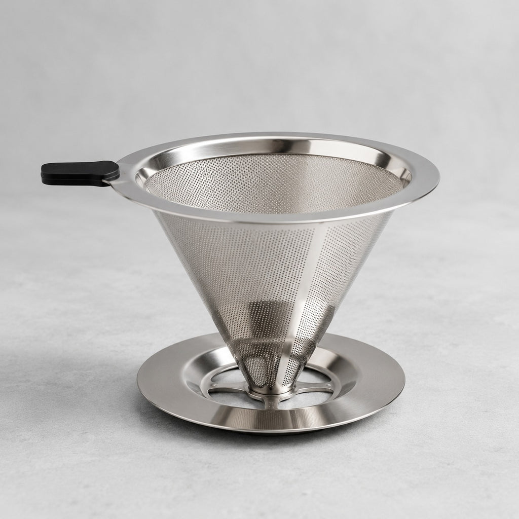 Filtro coador de Café Chá em Aço Inox com Alça Silicone 11cm