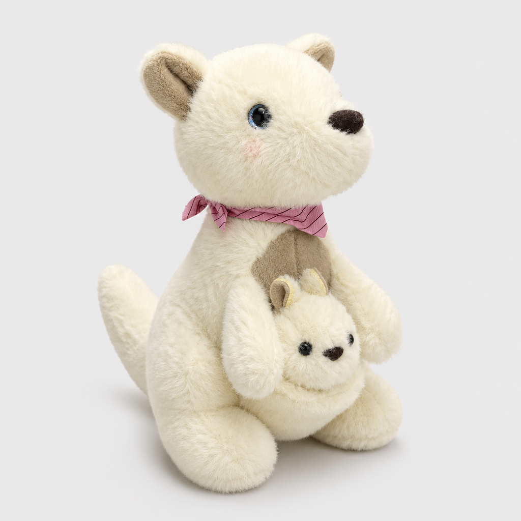 Canguru de Pelúcia com Filhote 23 cm Macio Infantil Decorativo