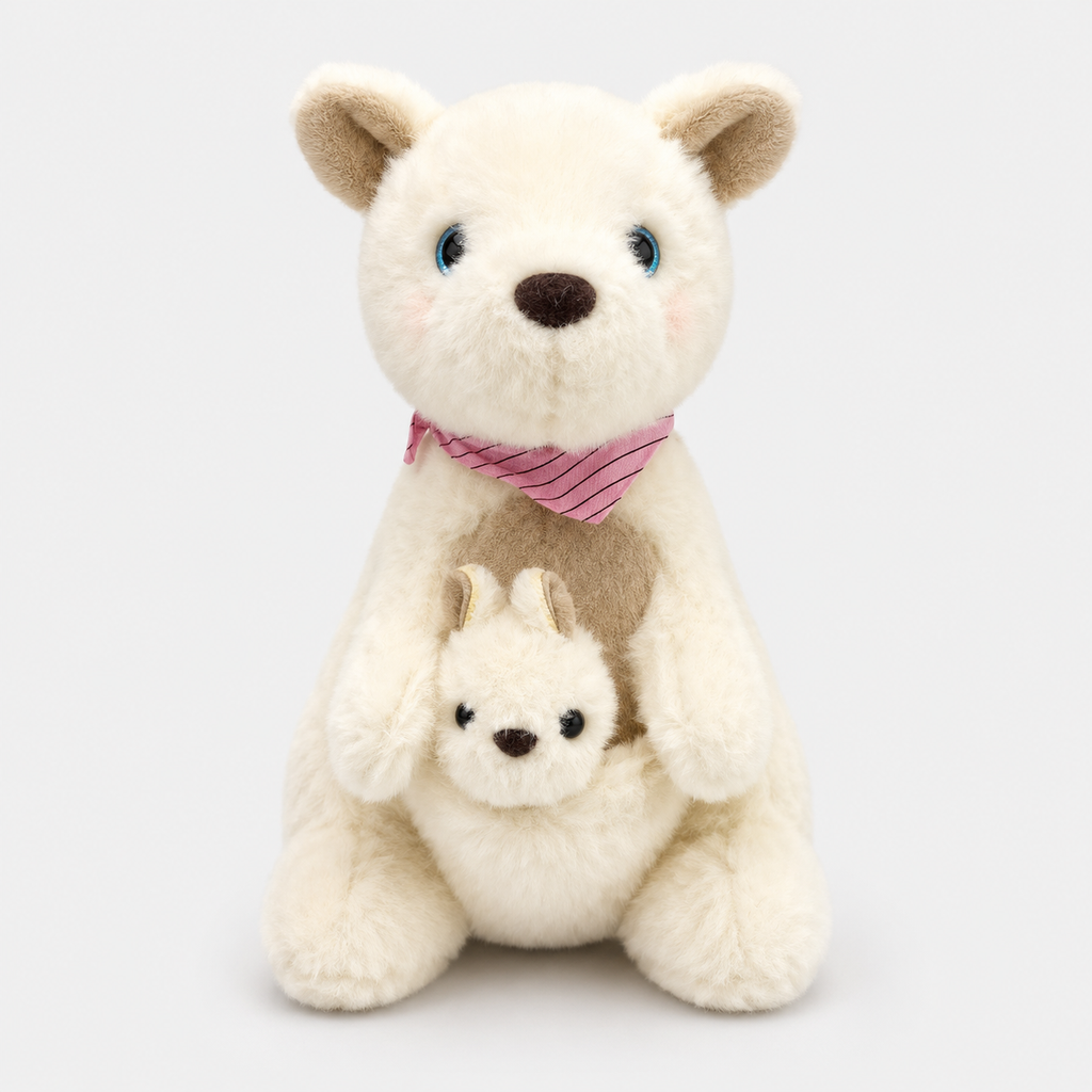 Canguru de Pelúcia com Filhote 23 cm Macio Infantil Decorativo