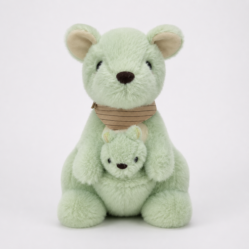 Canguru de Pelúcia com Filhote 23 cm Macio Infantil Decorativo