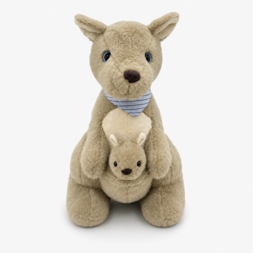 Canguru de Pelúcia com Filhote 23 cm Macio Infantil Decorativo