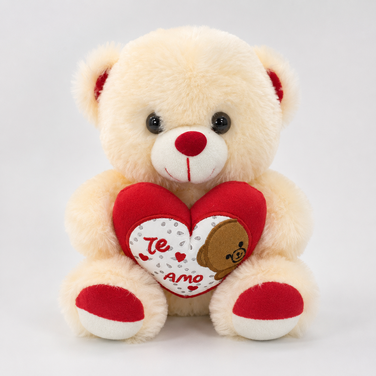 Ursinho de Pelúcia 27 cm com Coração “Eu Te Amo” e Brilho