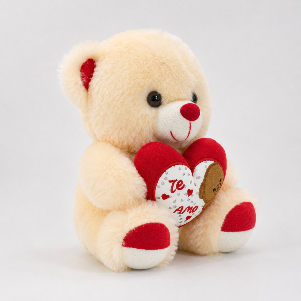 Ursinho de Pelúcia 27 cm com Coração “Eu Te Amo” e Brilho
